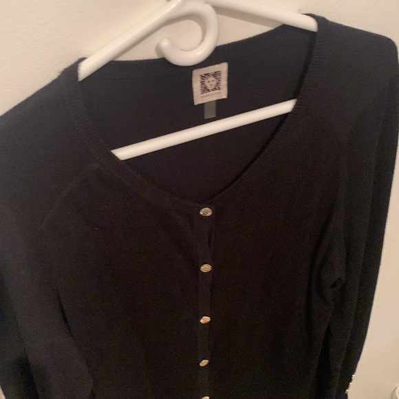 Stunning Anne Klein Black Full Button Up With Gold Buttons Executive Wear SZ L - Picture 2 of 6